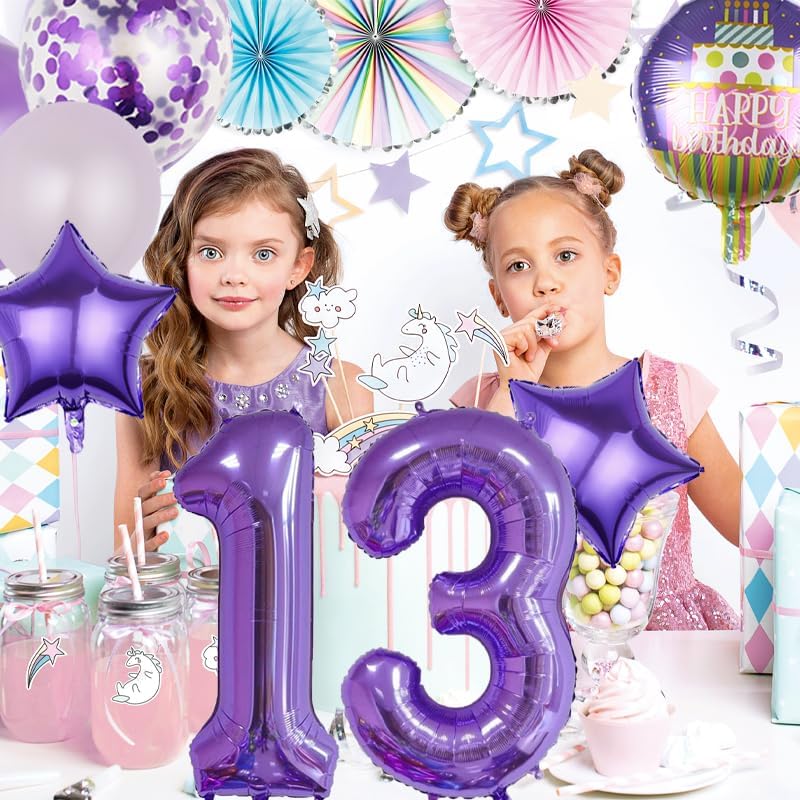12th Birthday Decorations Party Supplies,15 Pcs 40inch Number 12 Purple Balloons set,12th Foil Mylar Balloons Latex Balloon Decoration,12th Party Balloons,12th Anniversary Party Decorations